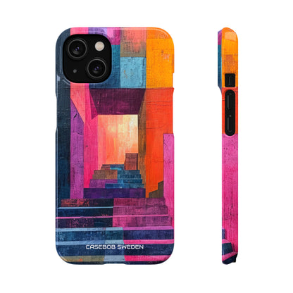 Pink Orange Geometry - Slim iPhone 14 Phone Case