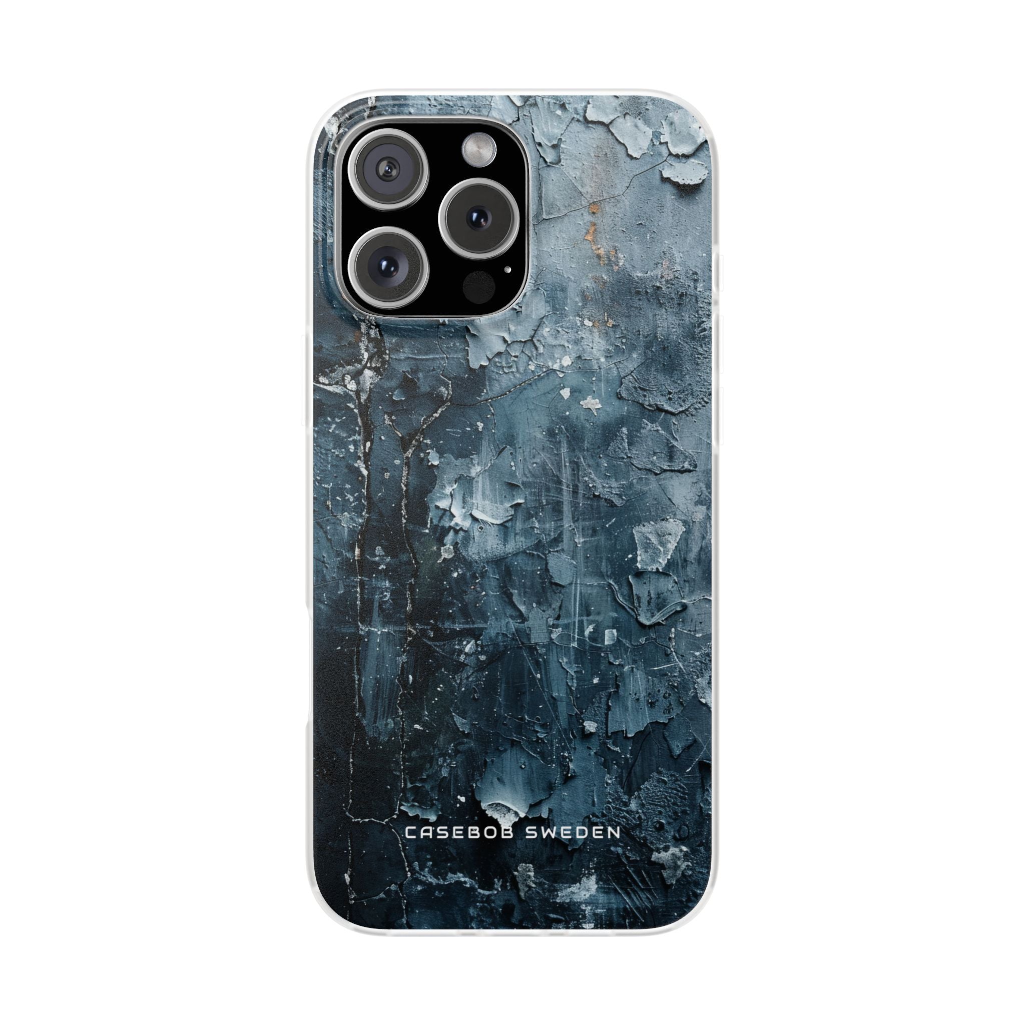 Weathered Blue Tapestry with Cracked Layers iPhone 16 - Flexi Phone Case