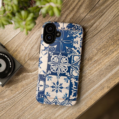 Ornate Blue Tiles iPhone 16 - Tough