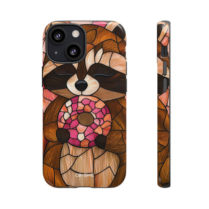 Raccoon Holds Donut - iPhone Case