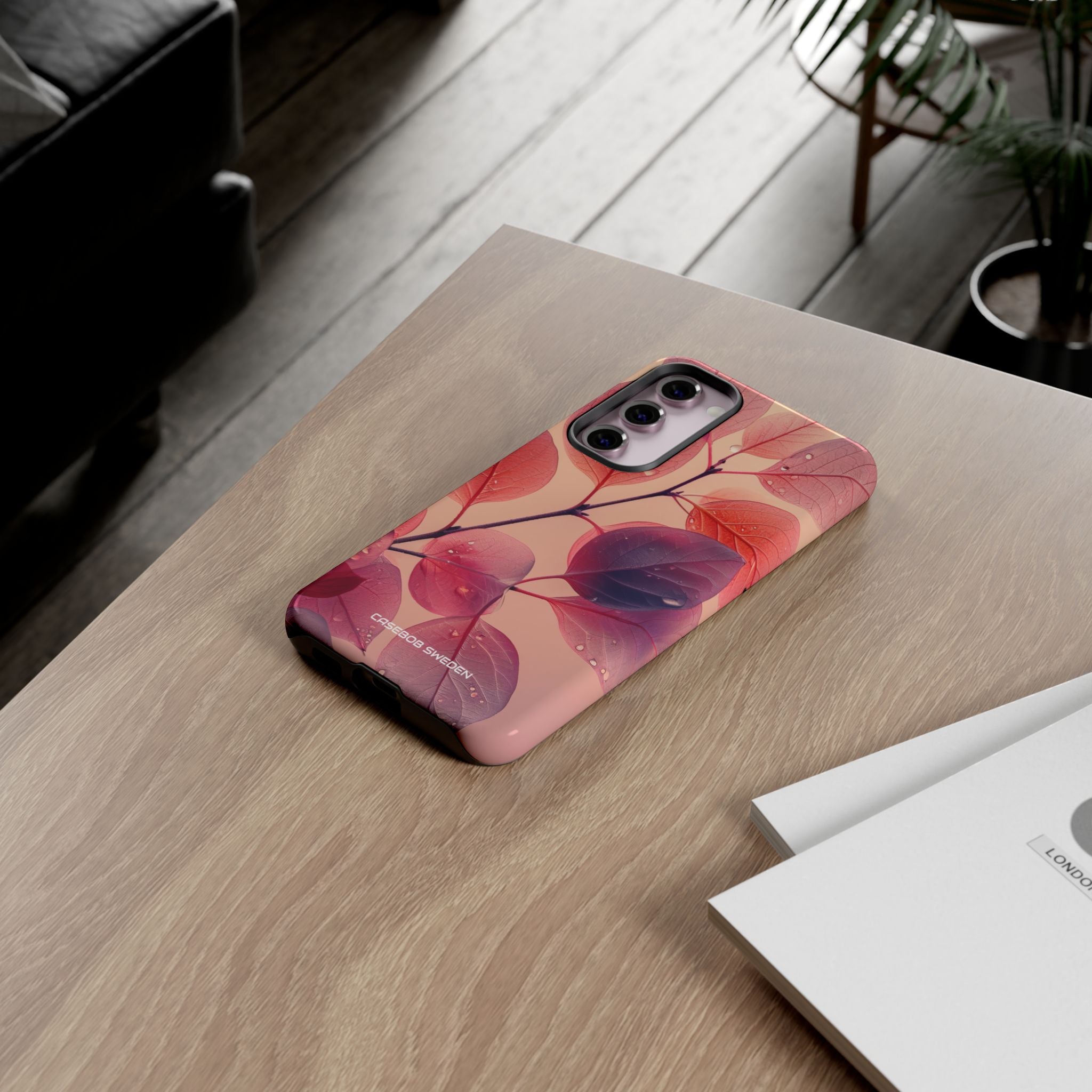 Pink Serenity Leaf Design - Tough Samsung S23 Phone Case