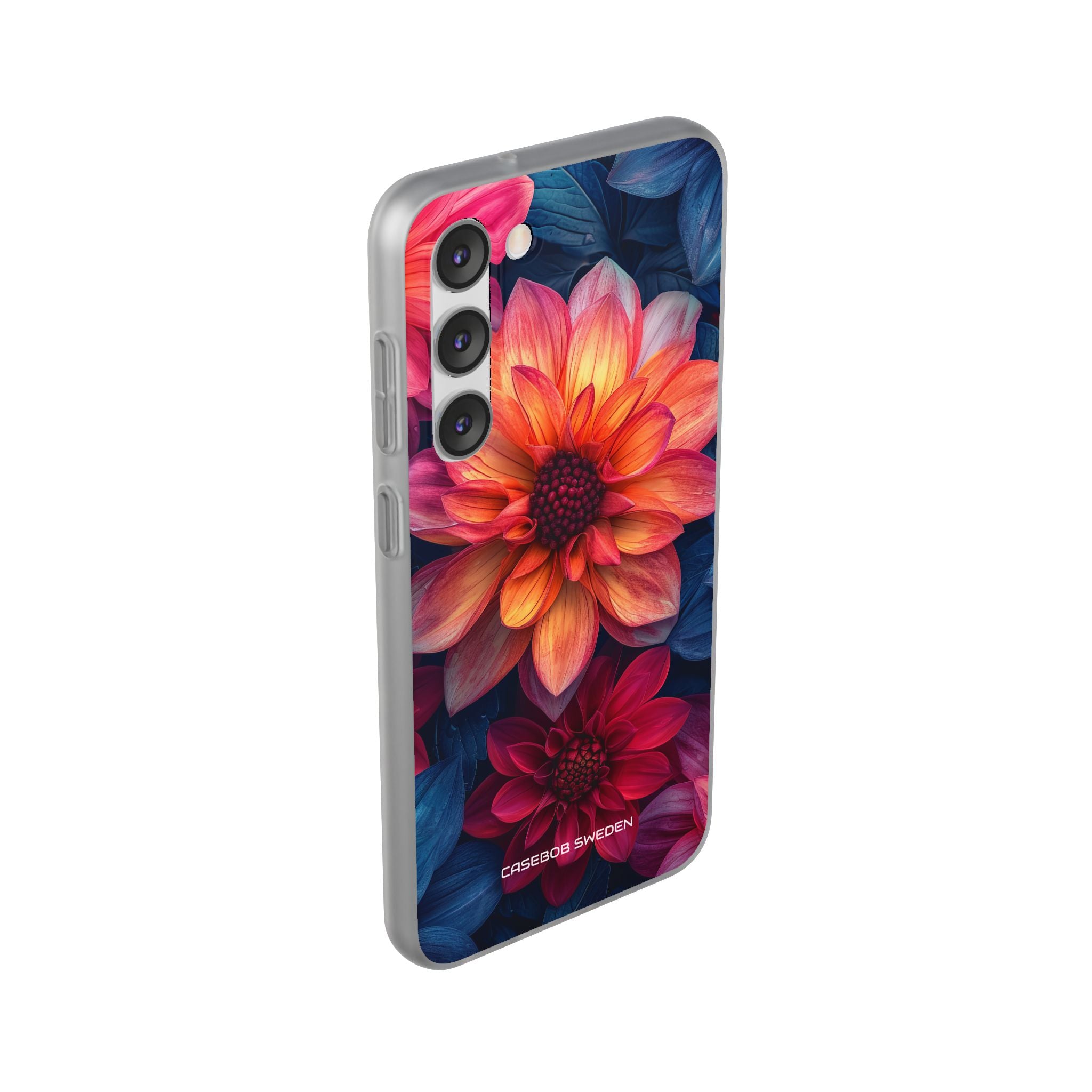 Floral Harmony Orange Blue - Flexi Samsung S23 Phone Case