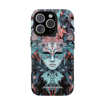 Mystic Teal Coral Mask - Tough iPhone 16 Phone Case