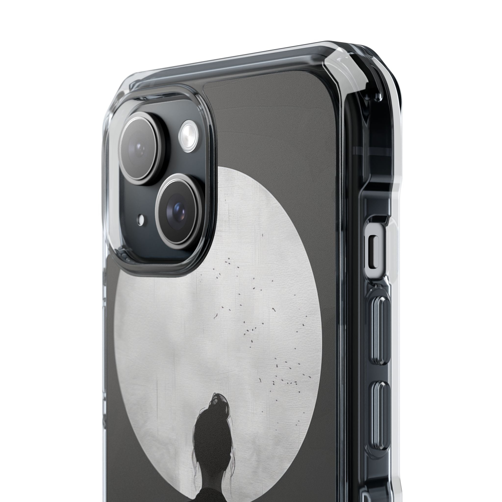 Zen Serenity Moon Reflection iPhone 15 - Clear Impact Phone Case