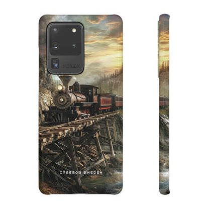 Vintage Steam Train Crossing Mountain Bridge Samsung S20 - Slim Phone Case