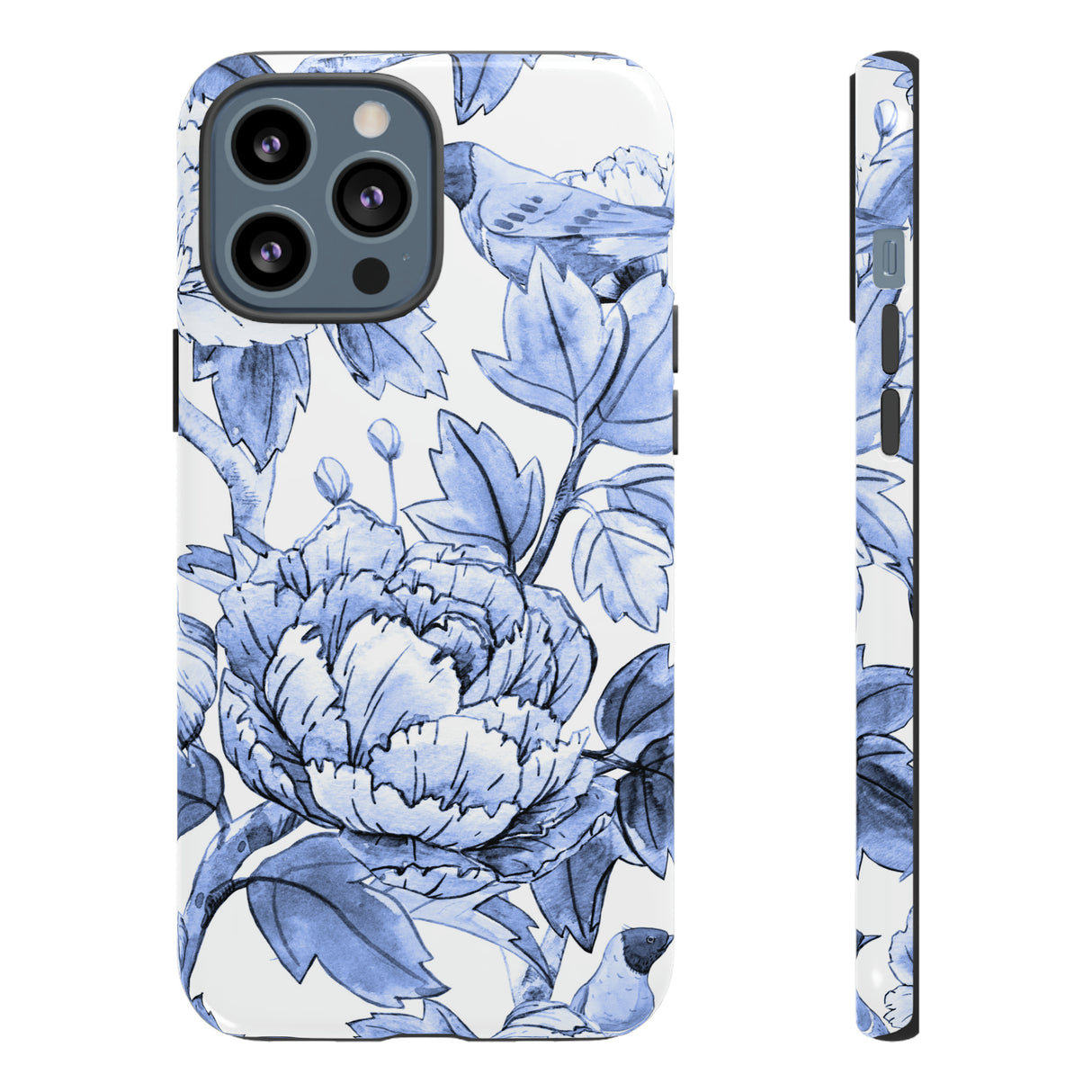 Watercolor Blue Floral - Protective Phone Case