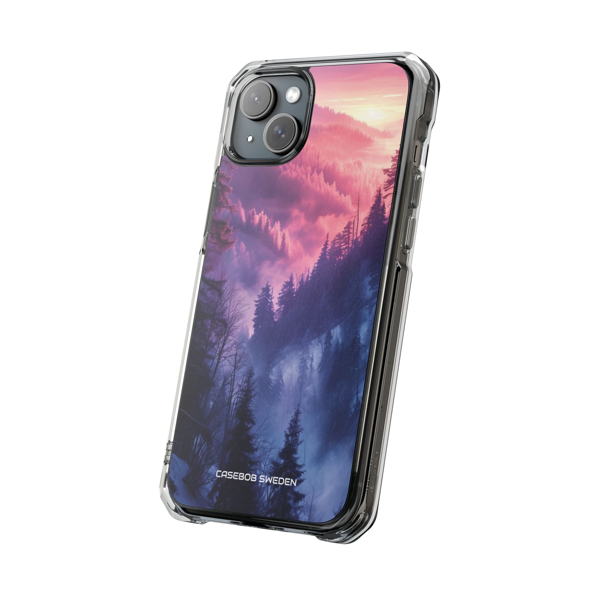 Misty Forest Serenity - Clear Impact iPhone 15 Phone Case