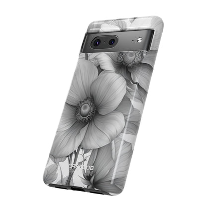 Grayscale Floral Harmony Google Pixel 7 - Tough