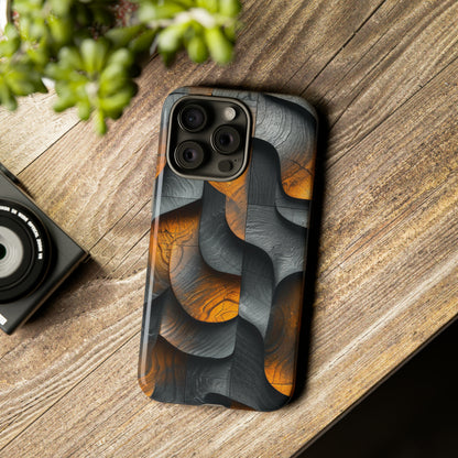 Grey Fire Orange Geometry - Protective Phone Case