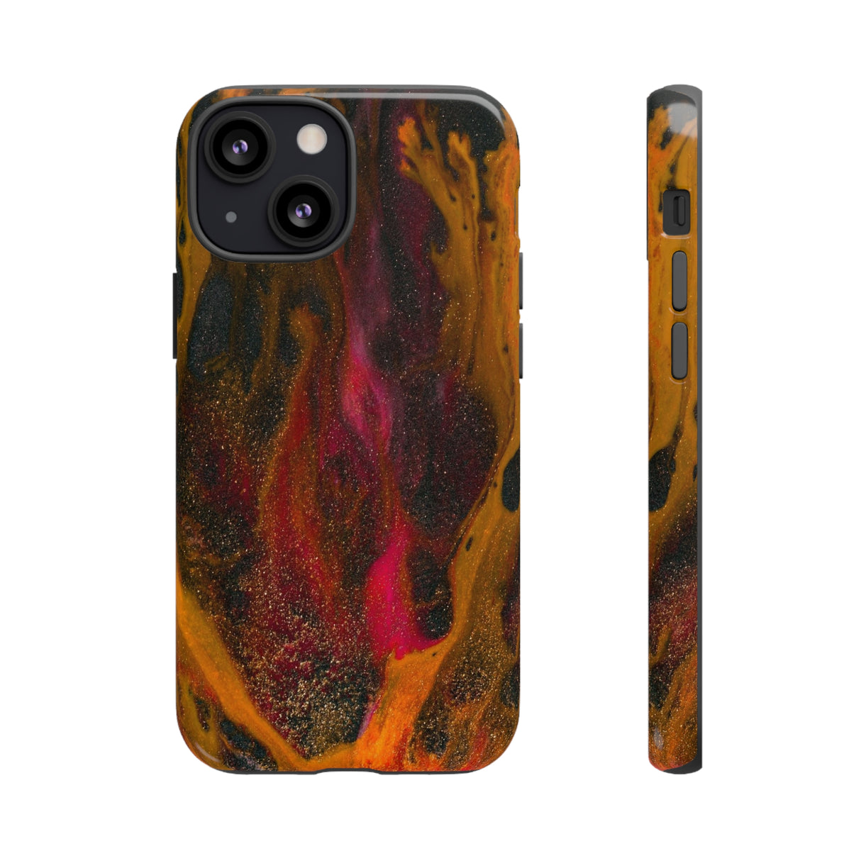 Bon Fire Ink Art iPhone Case (Protective) iPhone 13 Mini Glossy Phone Case