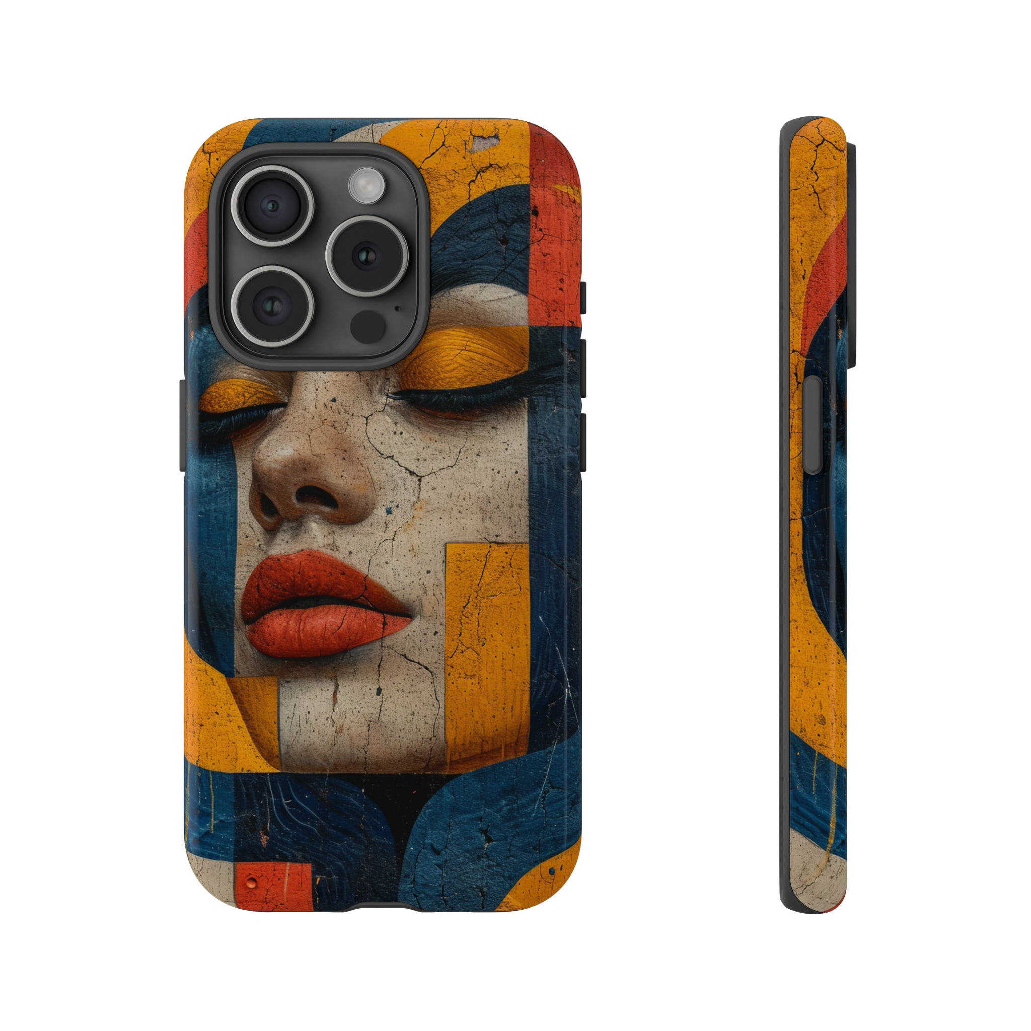 Blue Lady's Geometric Elegance - Protective Phone Case