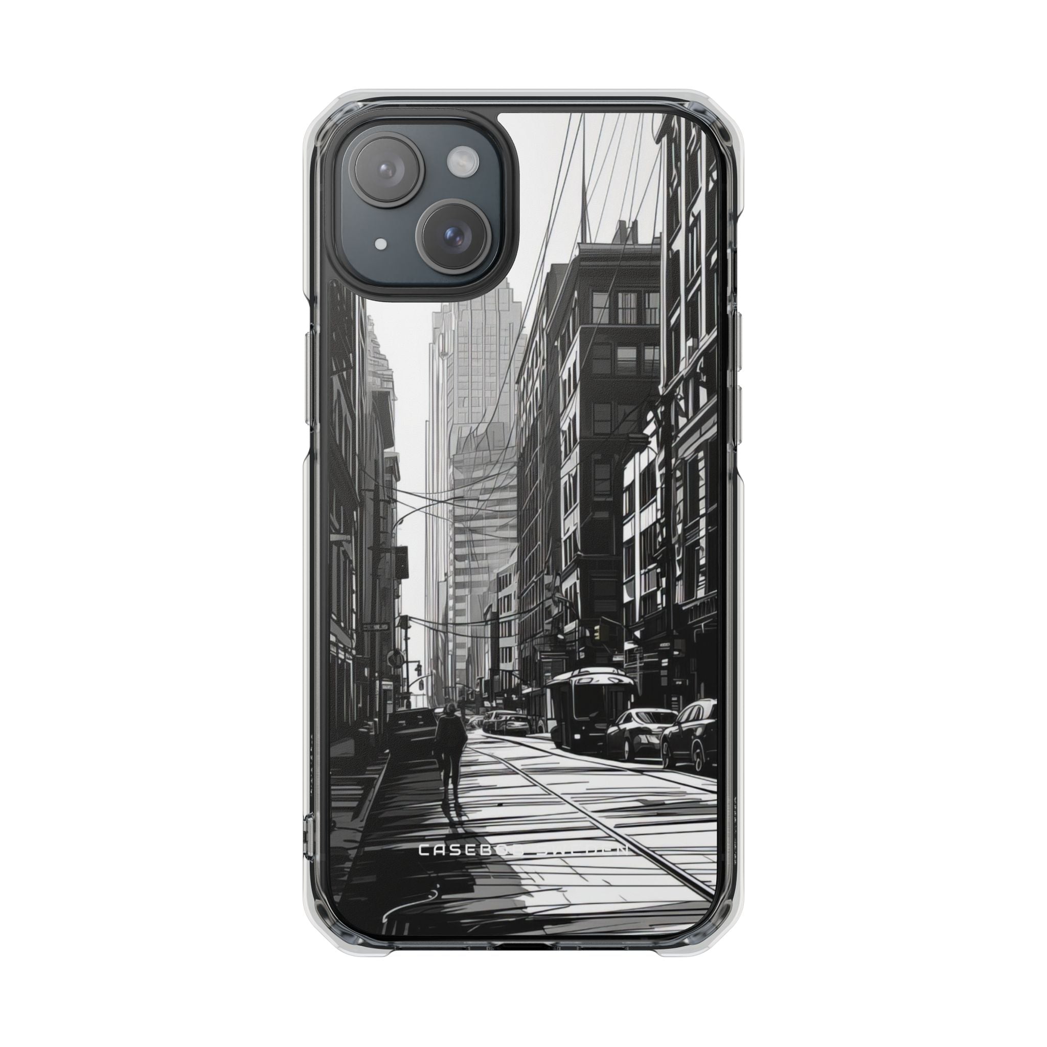 Urban Cityscape Line Perspective iPhone 15 - Clear Impact Phone Case