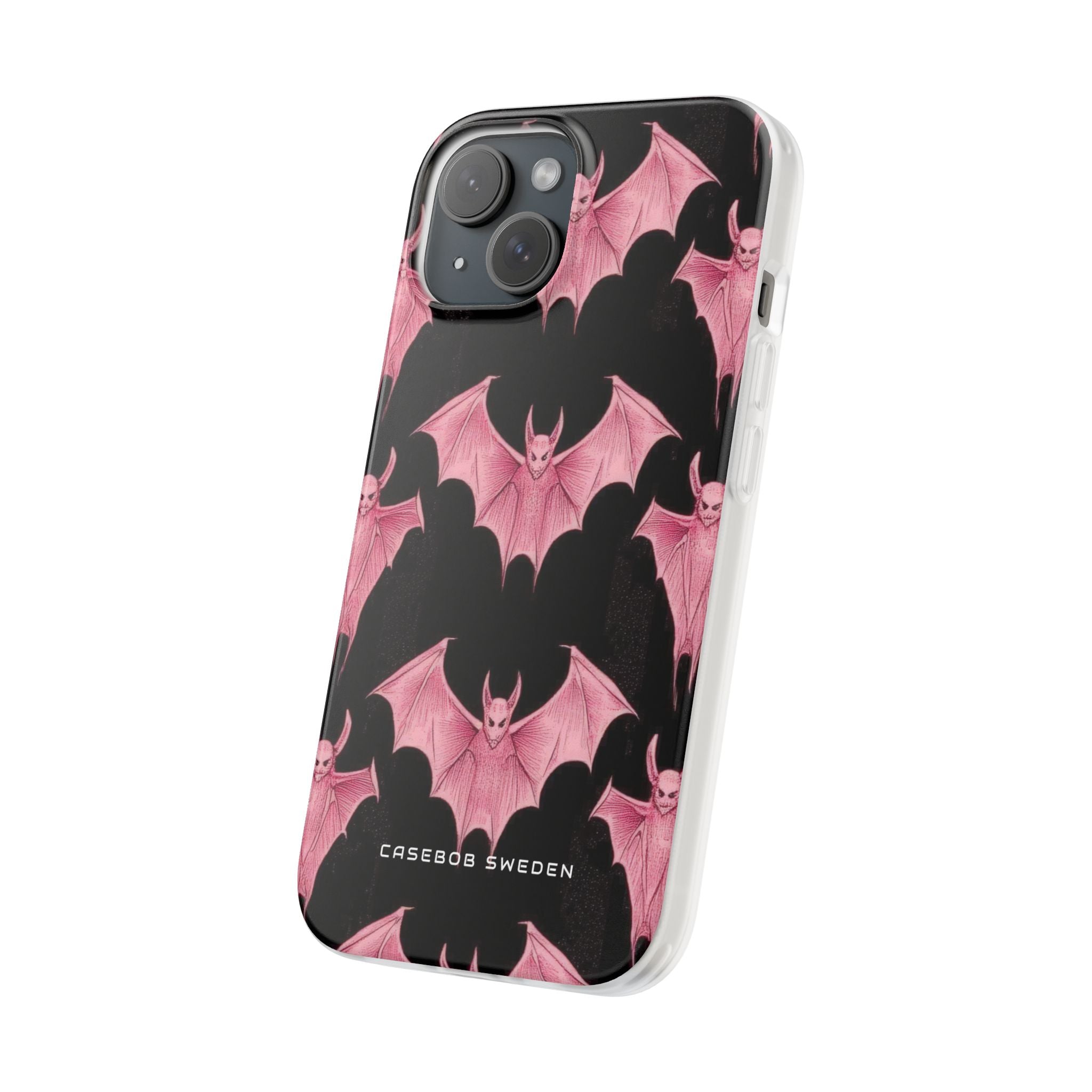 Gothic Pink Bats Aflame iPhone 15 - Flexi Phone Case