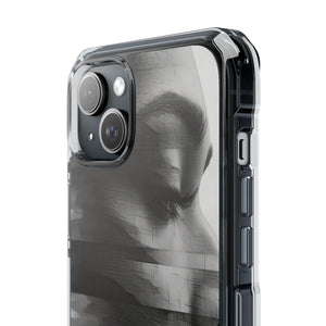 Abstract Glitch Portrait - Phone Case for iPhone (Clear Impact - Magnetic)