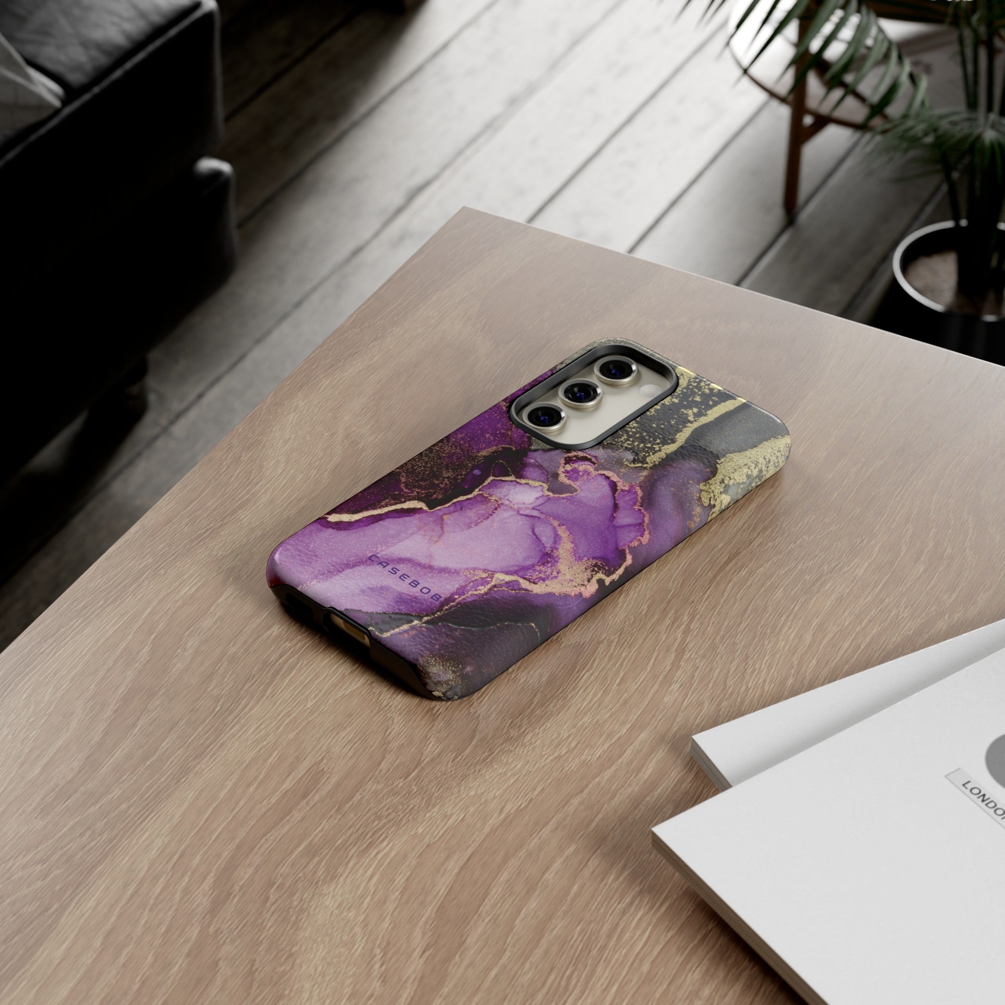 Purple Marble & Gold Phone - Protective Phone Case