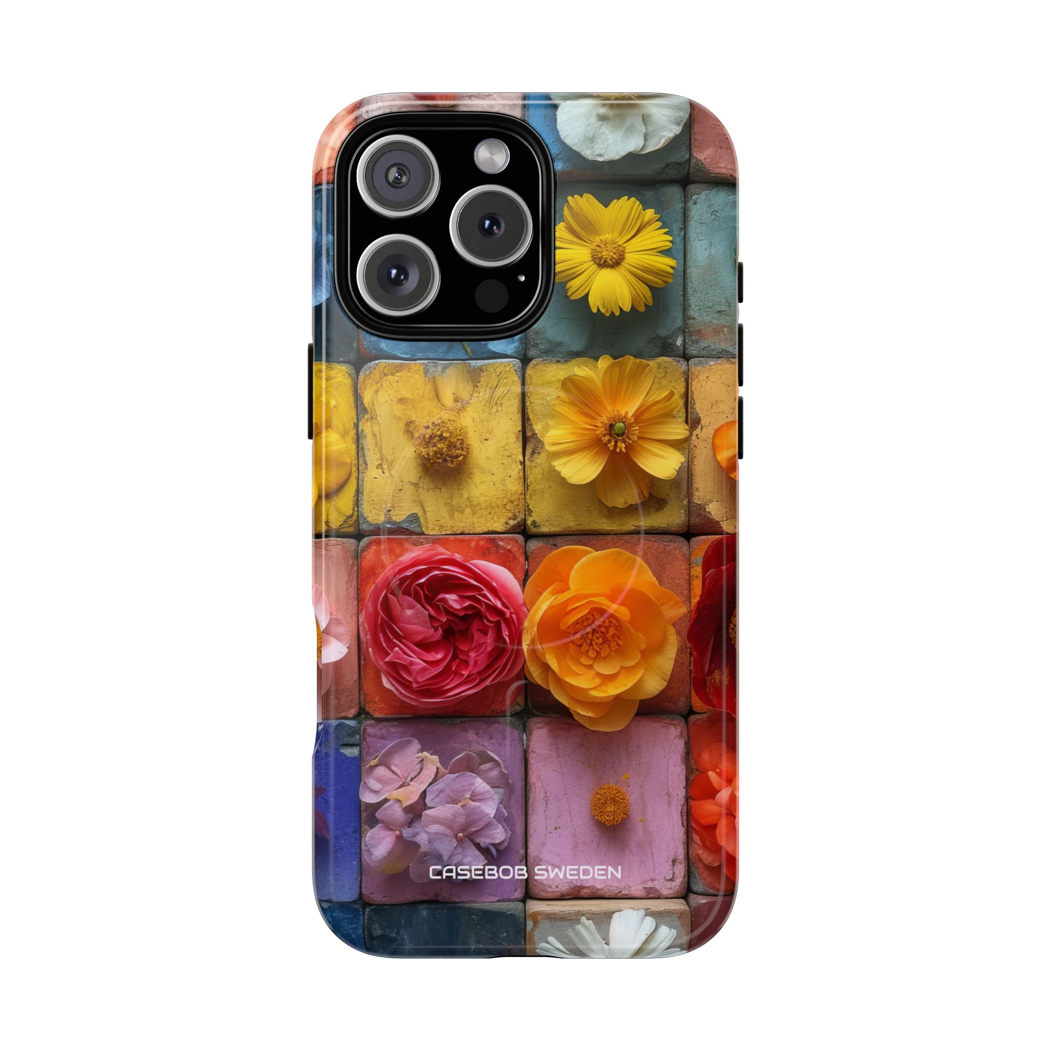 Vibrant Floral Tiles - Tough + MagSafe® iPhone 16 Phone Case