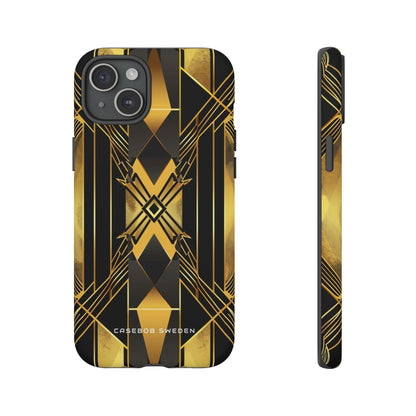 Golden Geometric Elegance iPhone 15 - Tough Phone Case