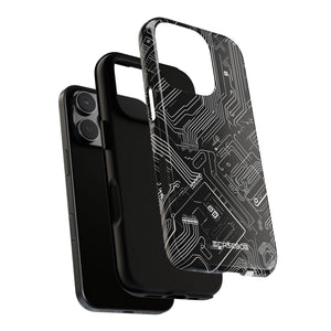 Circuitry Dreams: Abstract Black Design - for iPhone 16