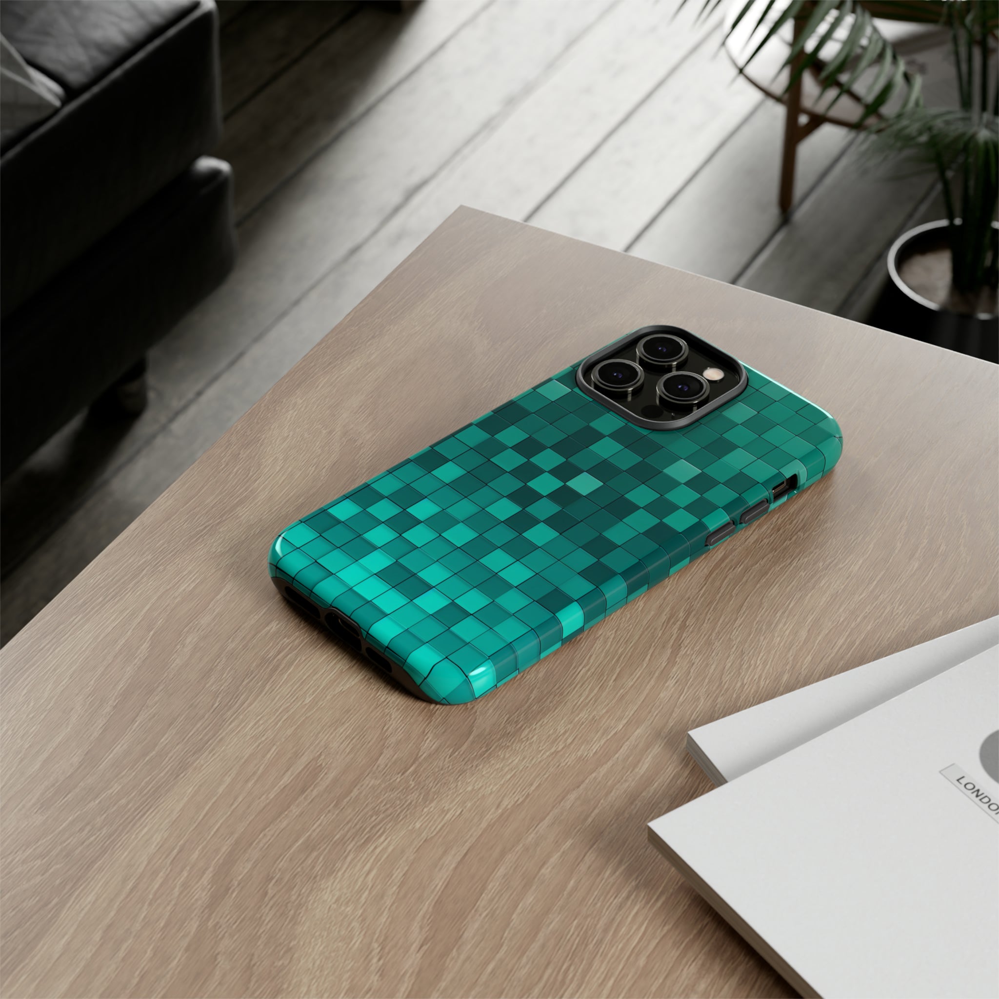 Teal Tones Mosaic - Protective Phone Case