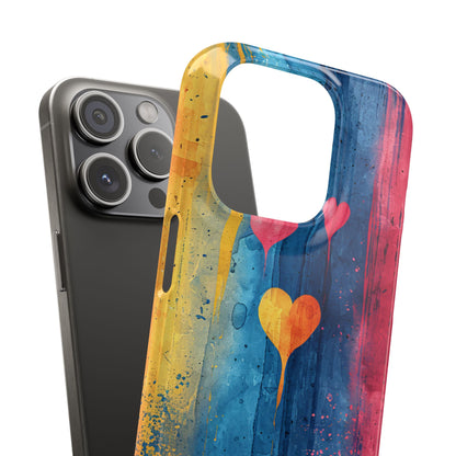 Hearts Watercolor Art - Slim iPhone 15 Phone Case