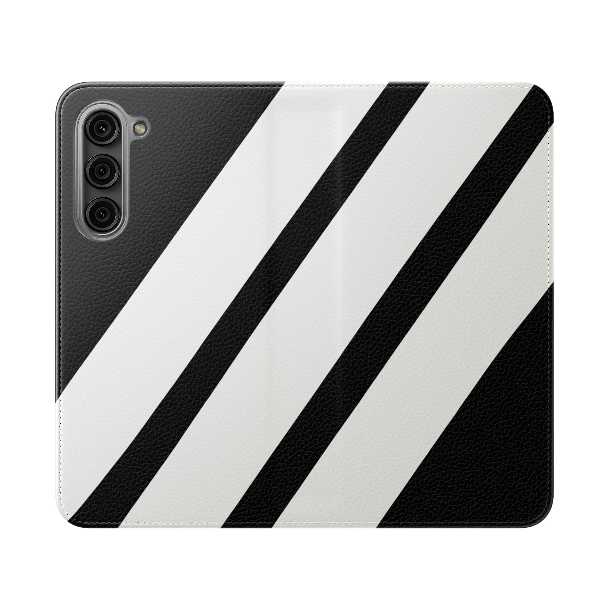 Diagonal Stripes BlackWhite - Samsung S23+ Case - Lompakko