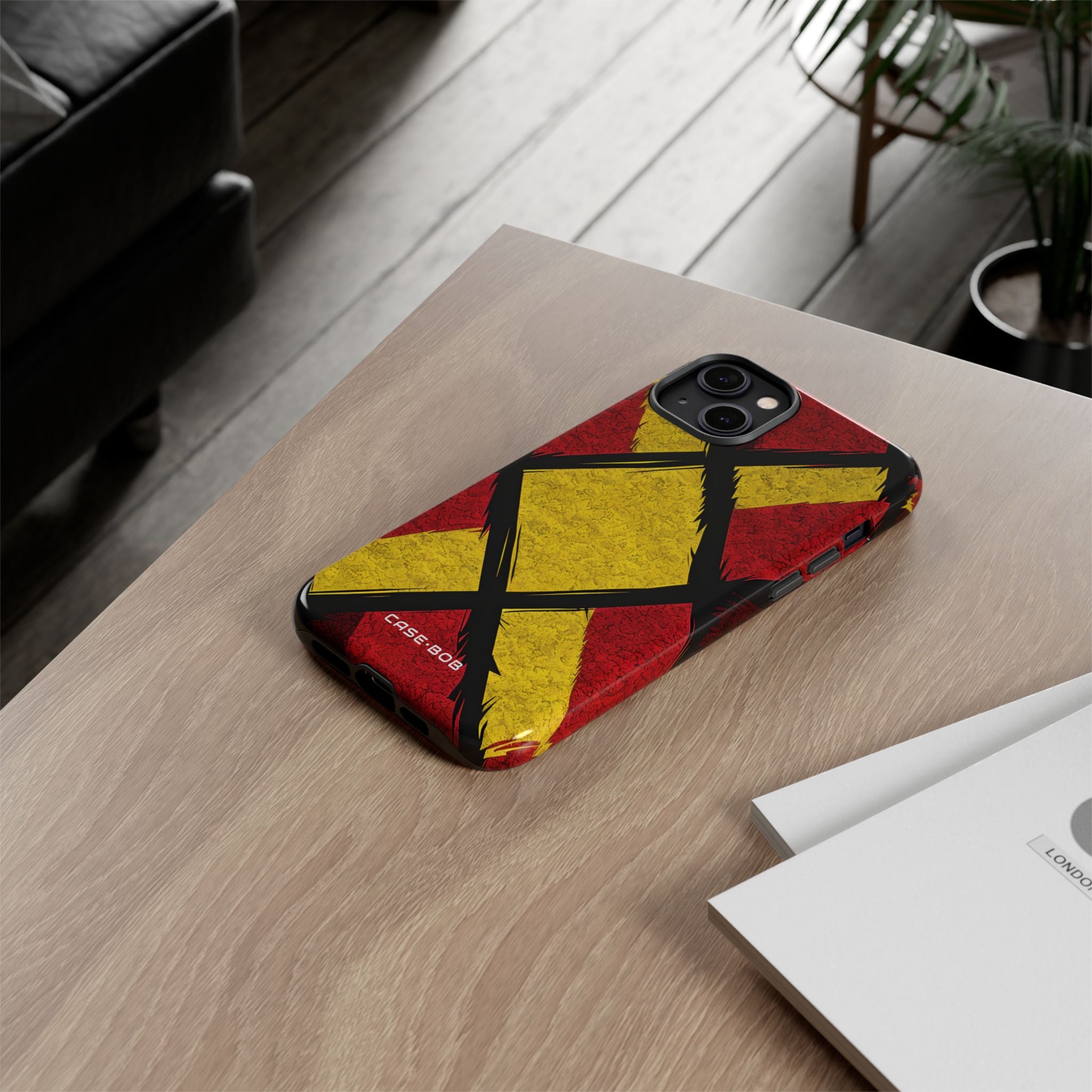 Cracked Diamond Grid iPhone 14 Plus Case - Tough