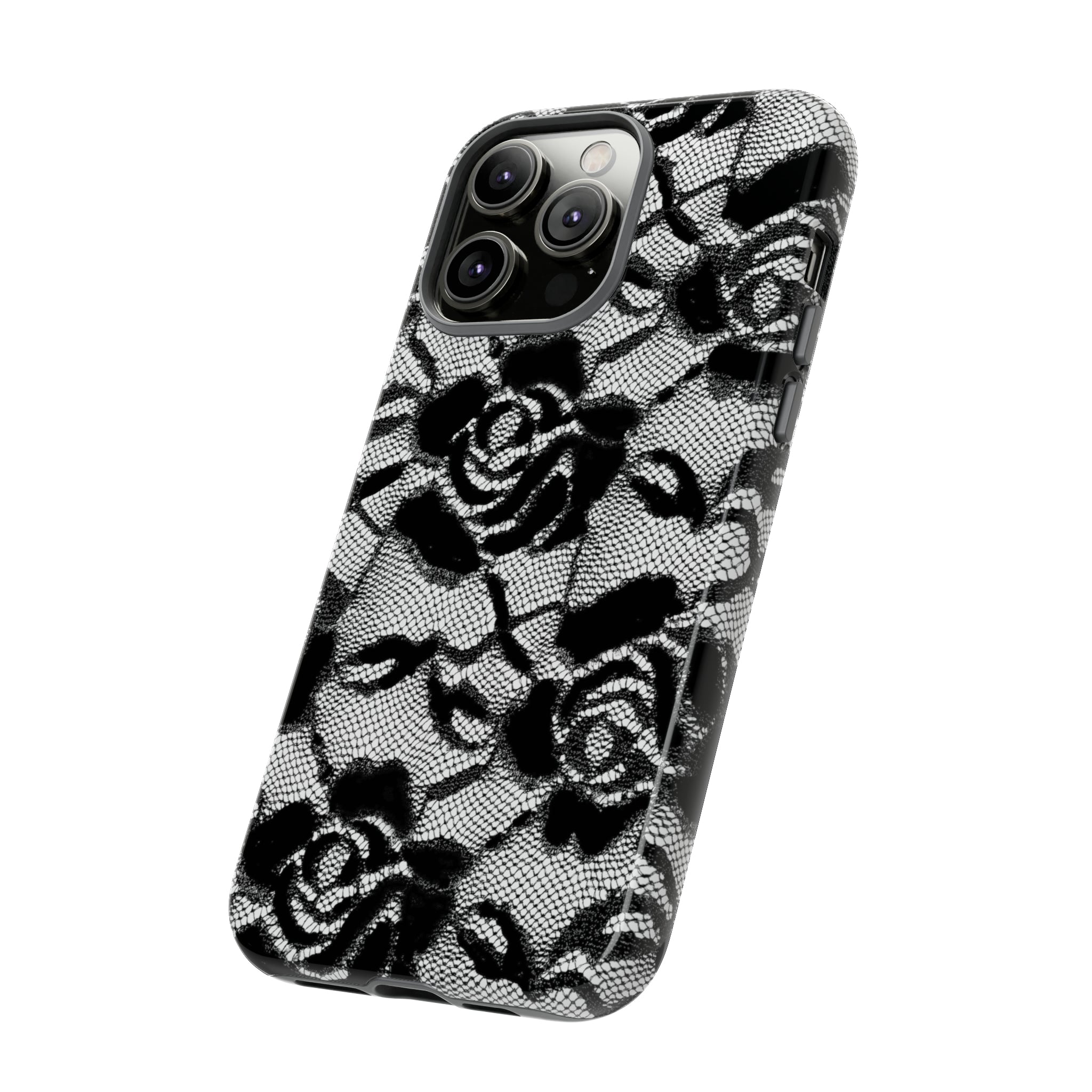 Black Rose Lace Gothic Flower - Protective Phone Case