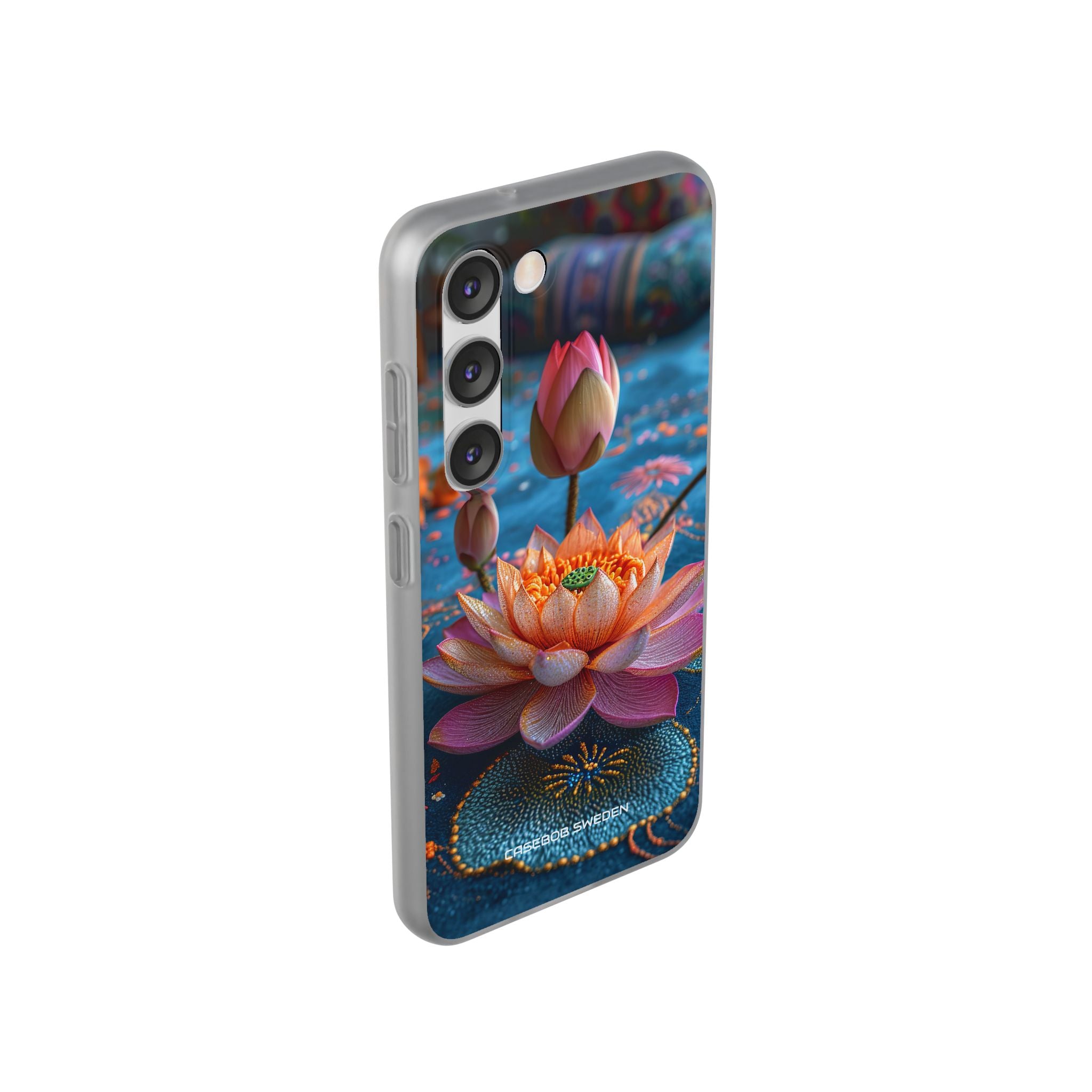 Vibrant Lotus Embroidery - Flexi Samsung S23 Phone Case