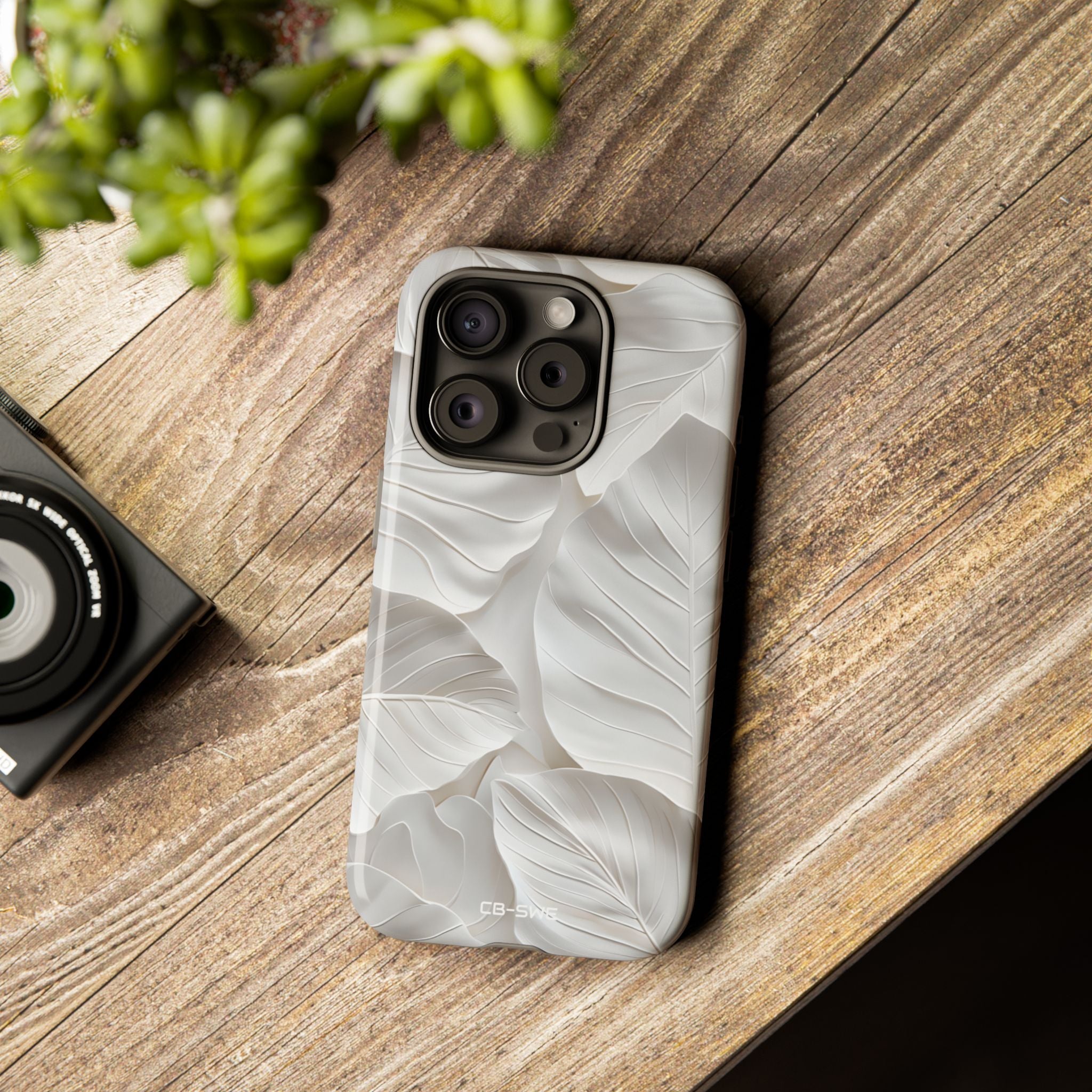 Elegant Leaf Relief - iPhone Case