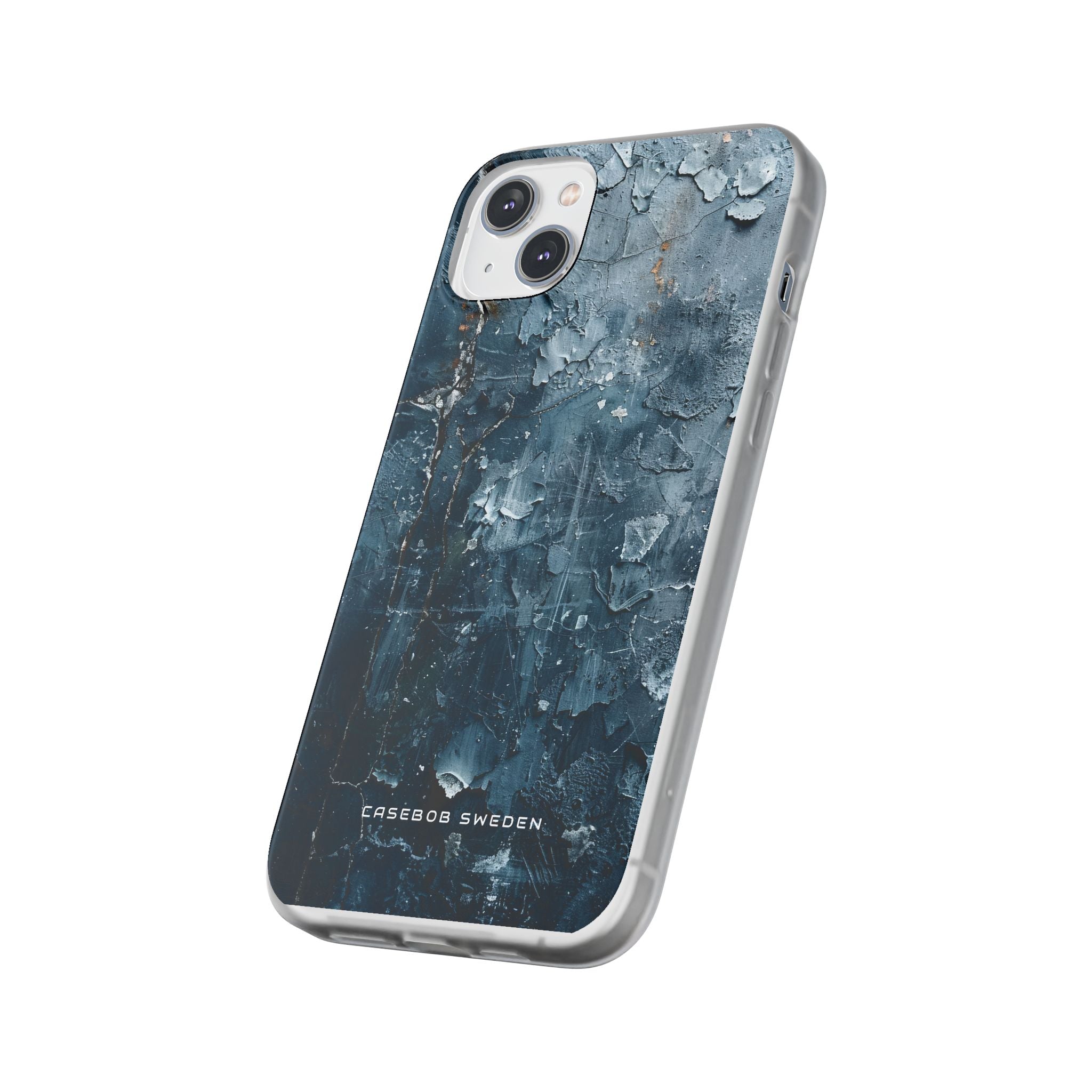 Weathered Blue Tapestry with Cracked Layers iPhone 14 - Flexi Phone Case