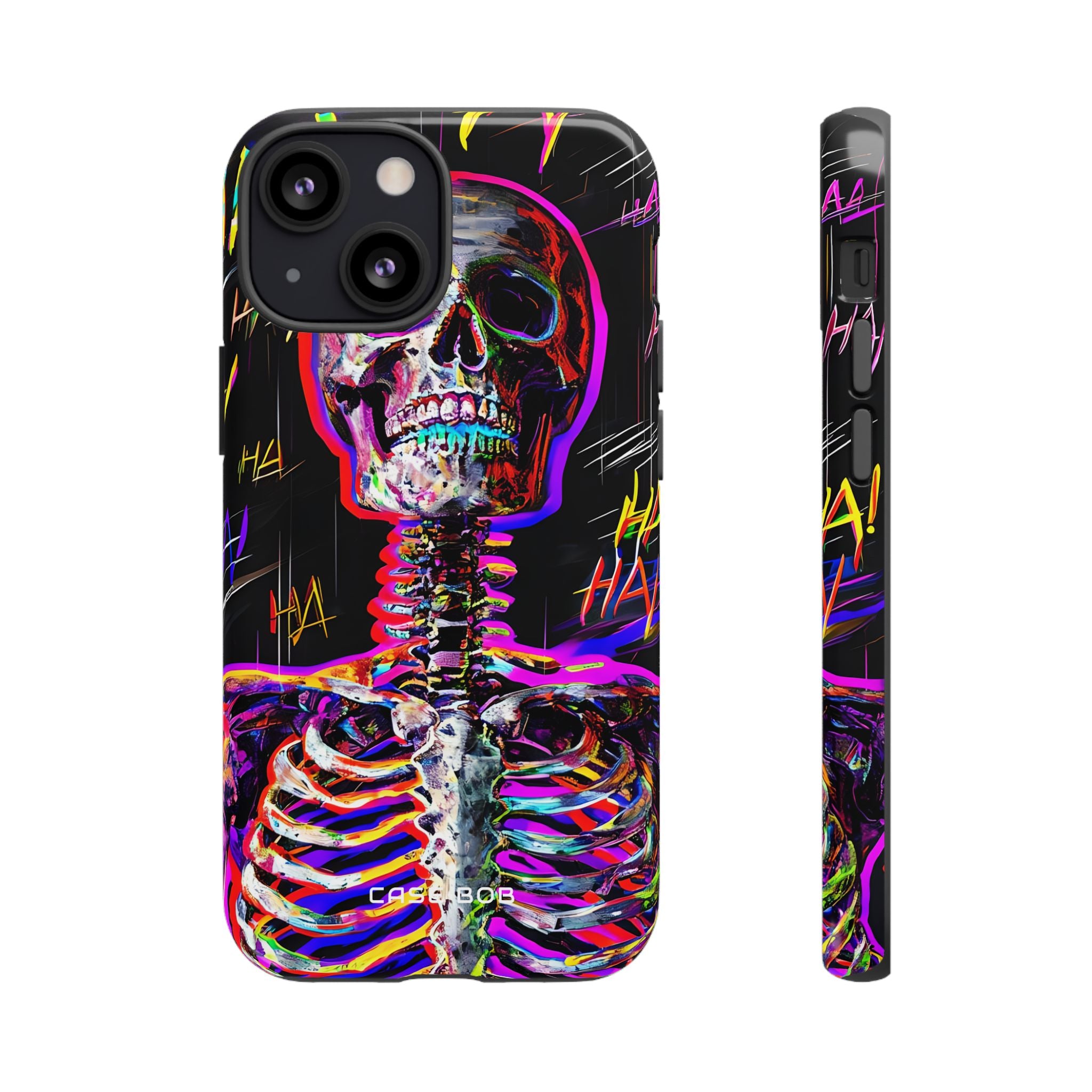 Neon Skeleton Laugh iPhone 13 Mini Case - Tough