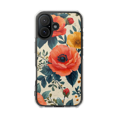 Vibrant Botanical Poppies - Clear Impact iPhone 16 Phone Case