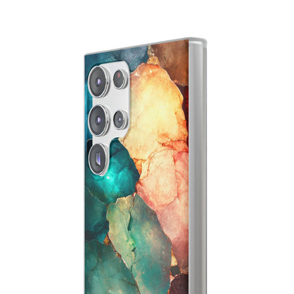 Teal Mosaic Veins Samsung S23 Ultra Case - Soft