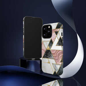 White Pink Mosaic - Protective Phone Case