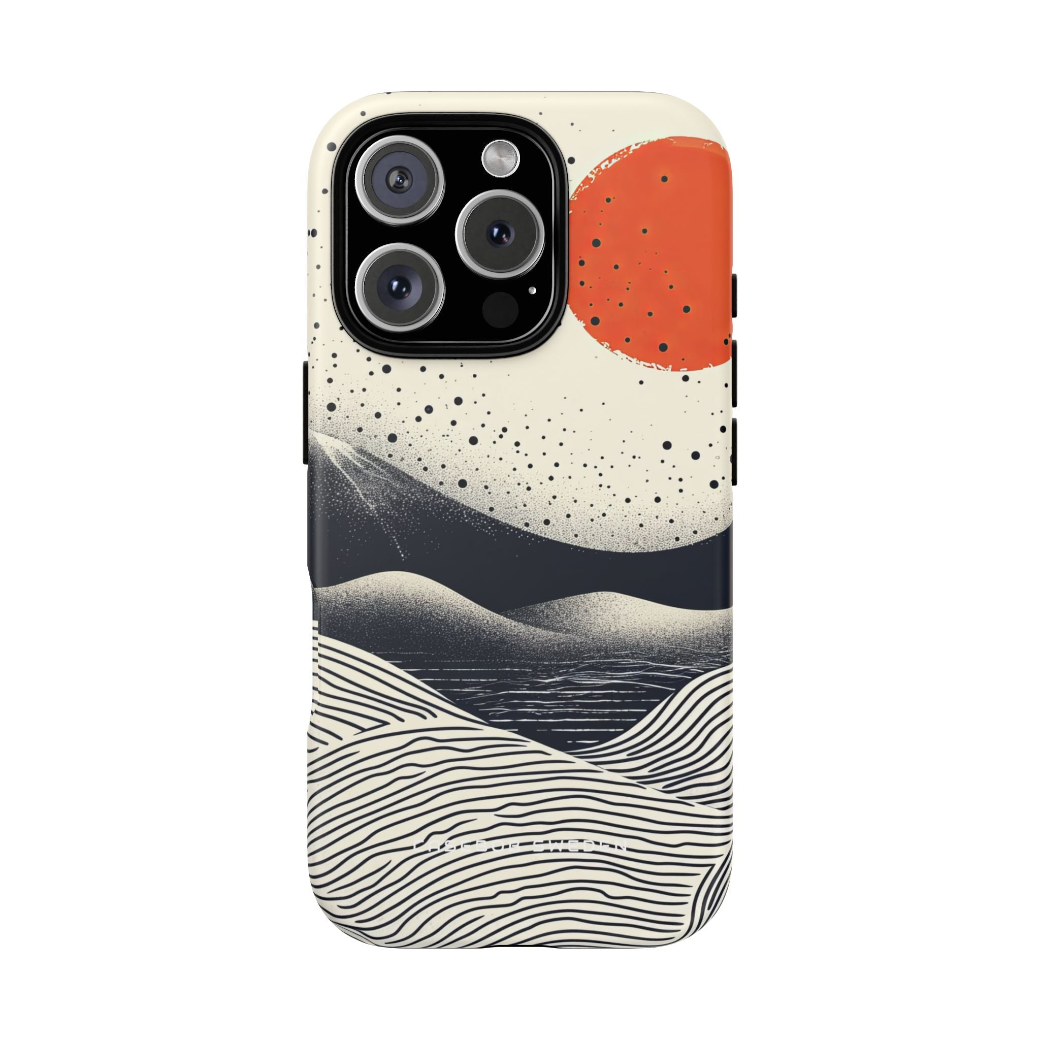 Red Sun Over Flowing Horizons iPhone 16 - Tough Phone Case