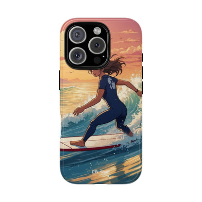 Surfing Into Sunset - iPhone Case