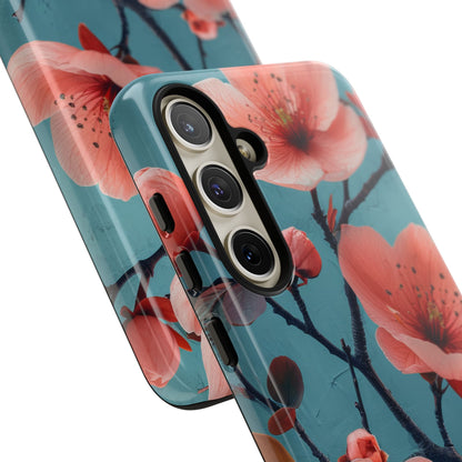 Teal Coral Blossom - Tough Samsung S24 Phone Case