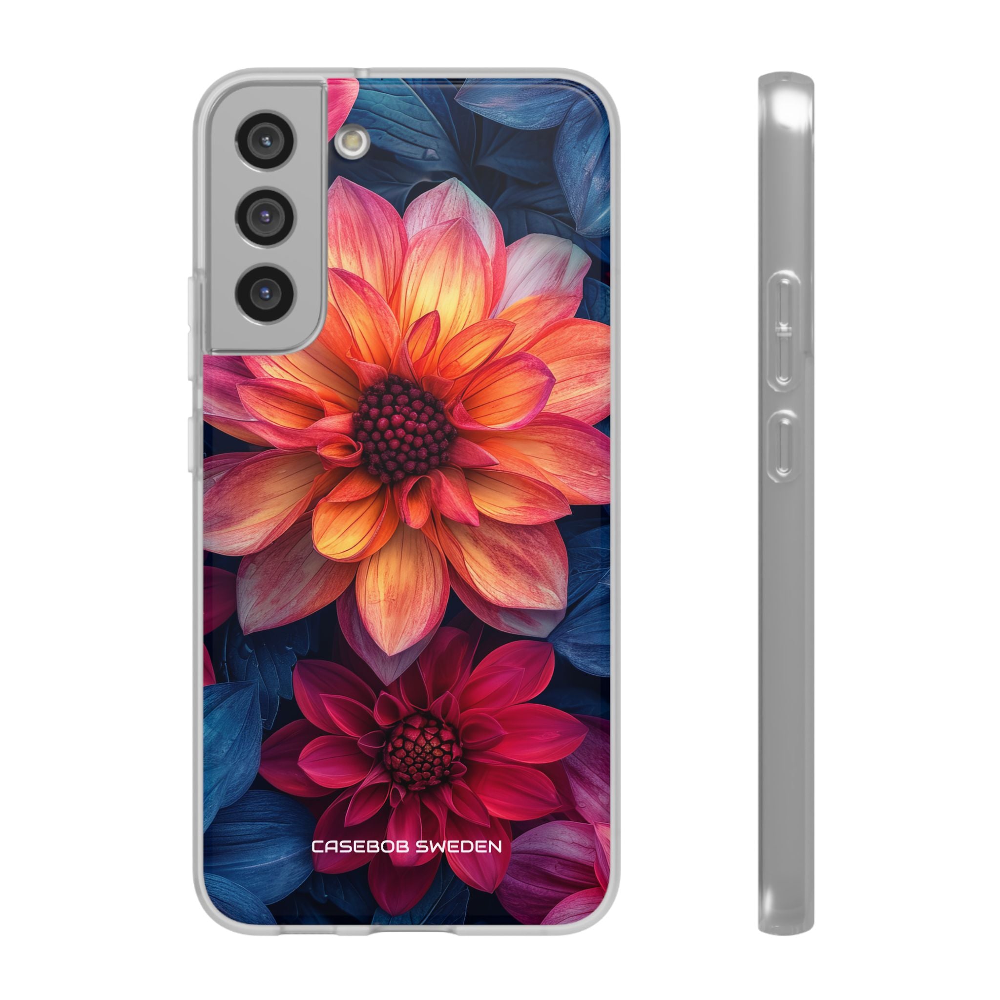 Floral Harmony Orange Blue - Flexi Samsung S22 Phone Case