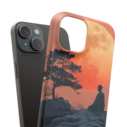 Zen Tranquility Under a Red Moon iPhone 15 - Slim Phone Case