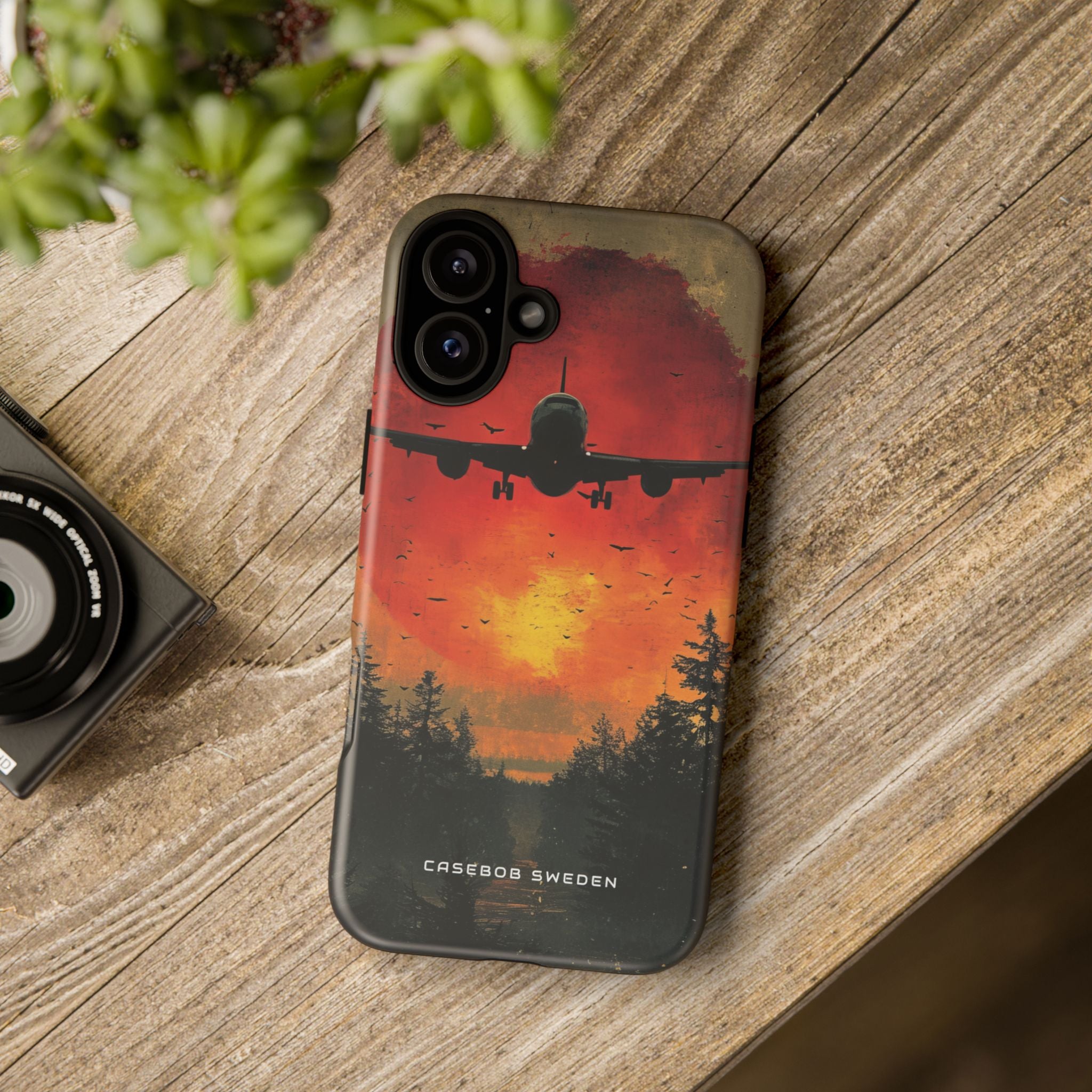 Vintage Sunset Airplane Silhouette iPhone 16 - Tough Phone Case