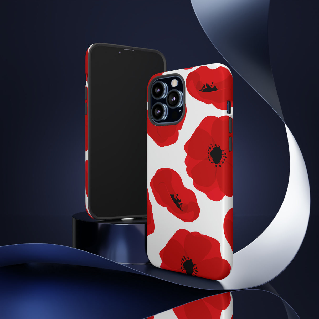 Red poppies on white iPhone case - Protective Phone Case