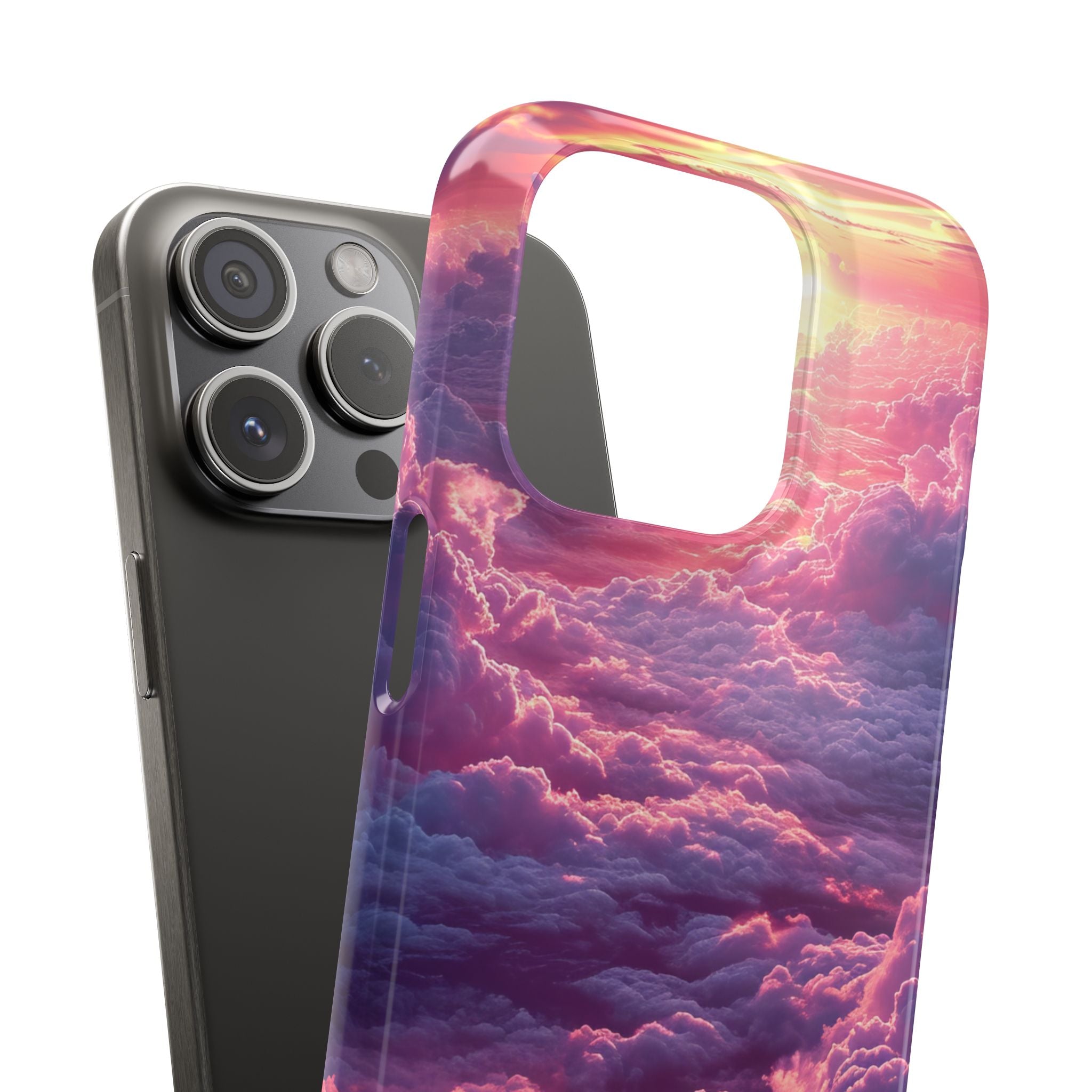 Pink Purple Clouds - Slim iPhone 15 Phone Case