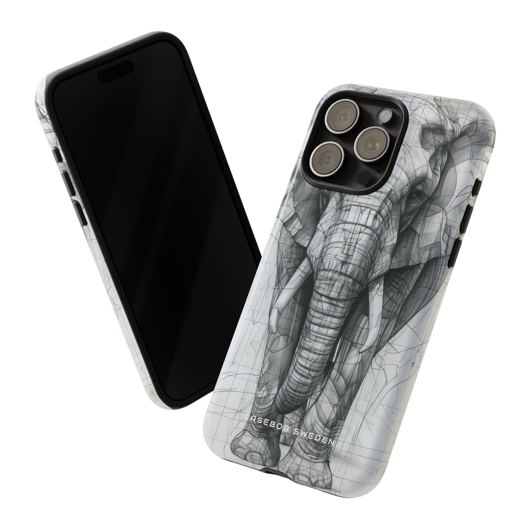 Elephant Line Geometry iPhone 15 - Tough Phone Case