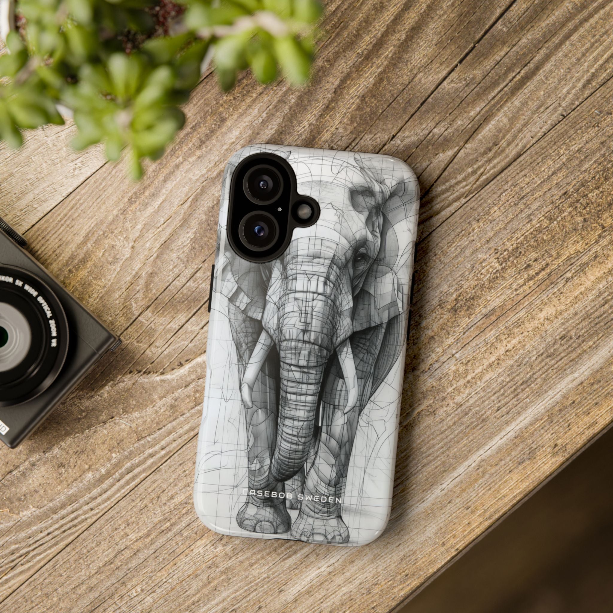 Elephant Line Geometry iPhone 16 - Tough Phone Case