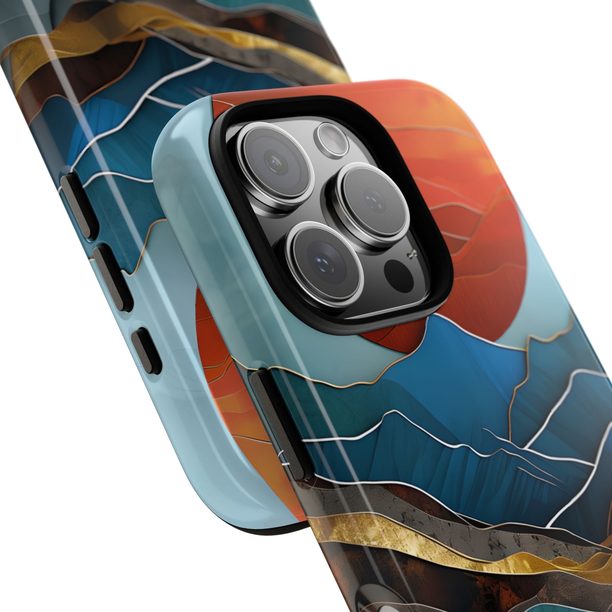 Sunset Geometry Waves - iPhone Case