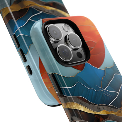 Sunset Geometry Waves - iPhone Case