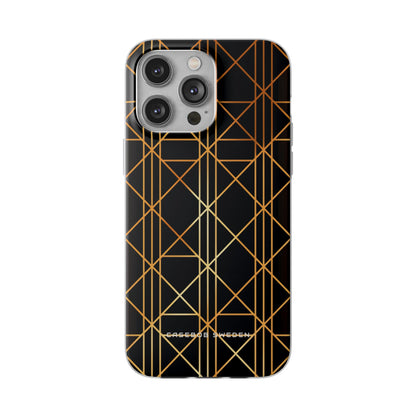 Golden Geometric Elegance iPhone 14 - Flexi Phone Case