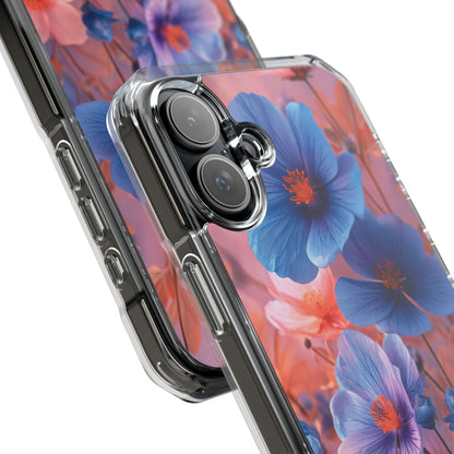 Blue Peach Blossoms - Clear Impact iPhone 16 Phone Case