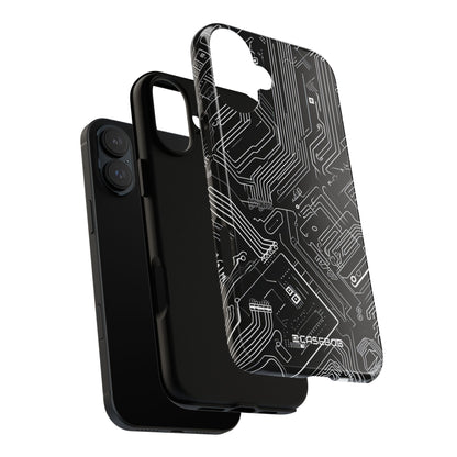 Circuitry Dreams: Abstract Black Design - for iPhone 16