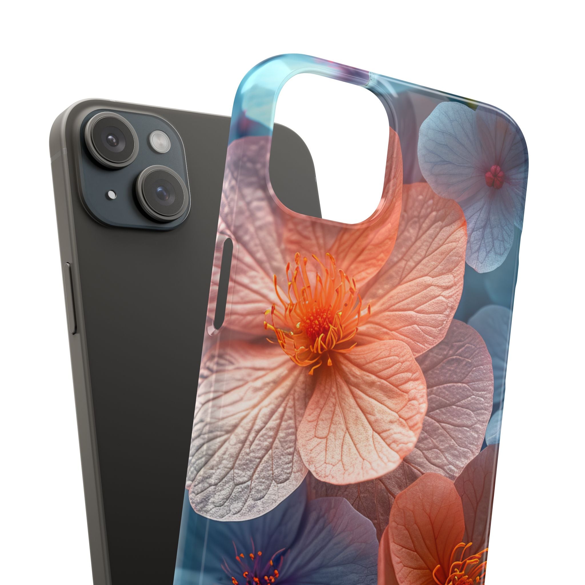 Peach Blossom Serenity - Slim iPhone 15 Phone Case